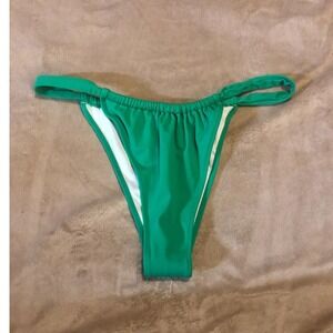 Shade & Shore Green High Leg Ruched Bikini Bottom Large Cheeky Swimwear